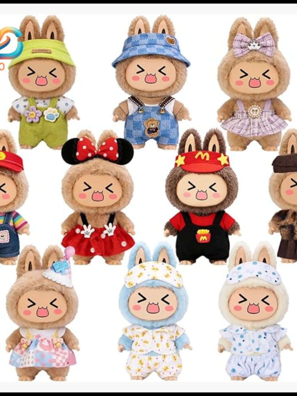 10-Piece Handmade Doll Clothes Set for 17cm Labubu Figures